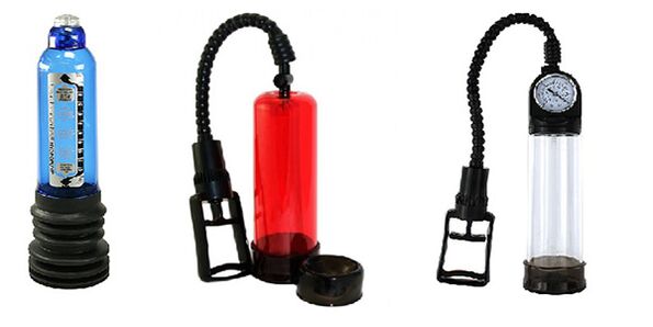 Διαφορετικοί τύποι αντλιών που μεγεθύνουν το πέος